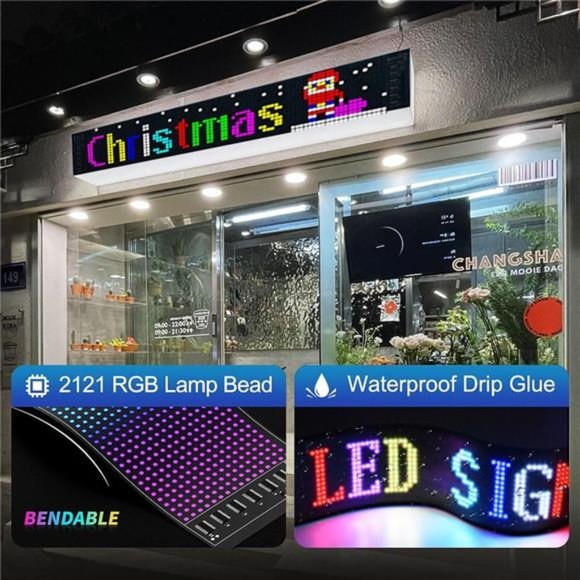 LED Sign for Car, 7''x3'' Flexible LED Display, Programmable LED Matrix Panel, U - Picture 4 of 7